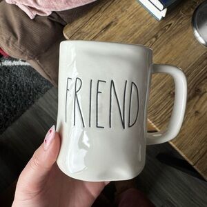 Rae Dunn "Friend" Mug White Dimpled Handle Large Black Letter Artisan Collection